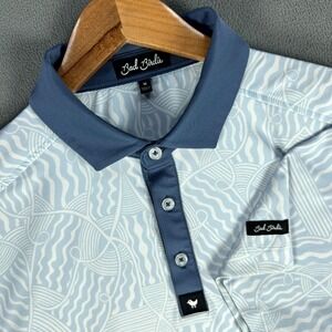 Bad Birdie Polo Shirt Medium Blue Geometric Peru Nights Performance Golf Prep